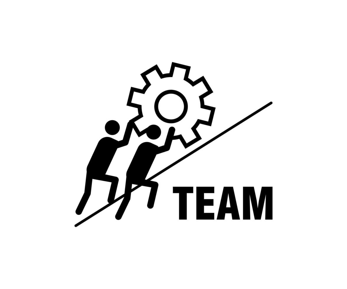 flat icon design in teamwork concept with gear vector