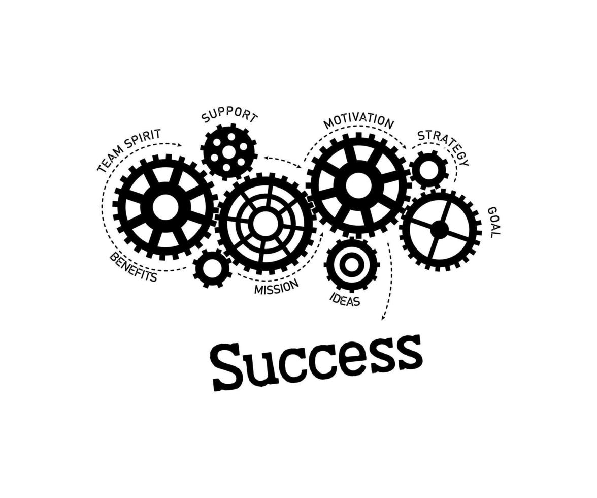 Great things require teamwork Motivational Quote with Gears Illustration vector