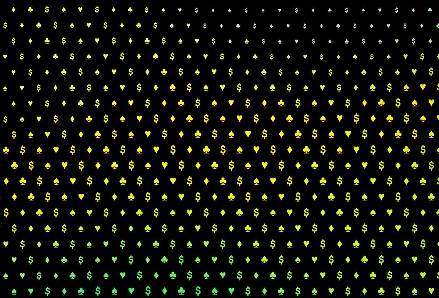 Dark green, yellow vector cover with symbols of gamble.