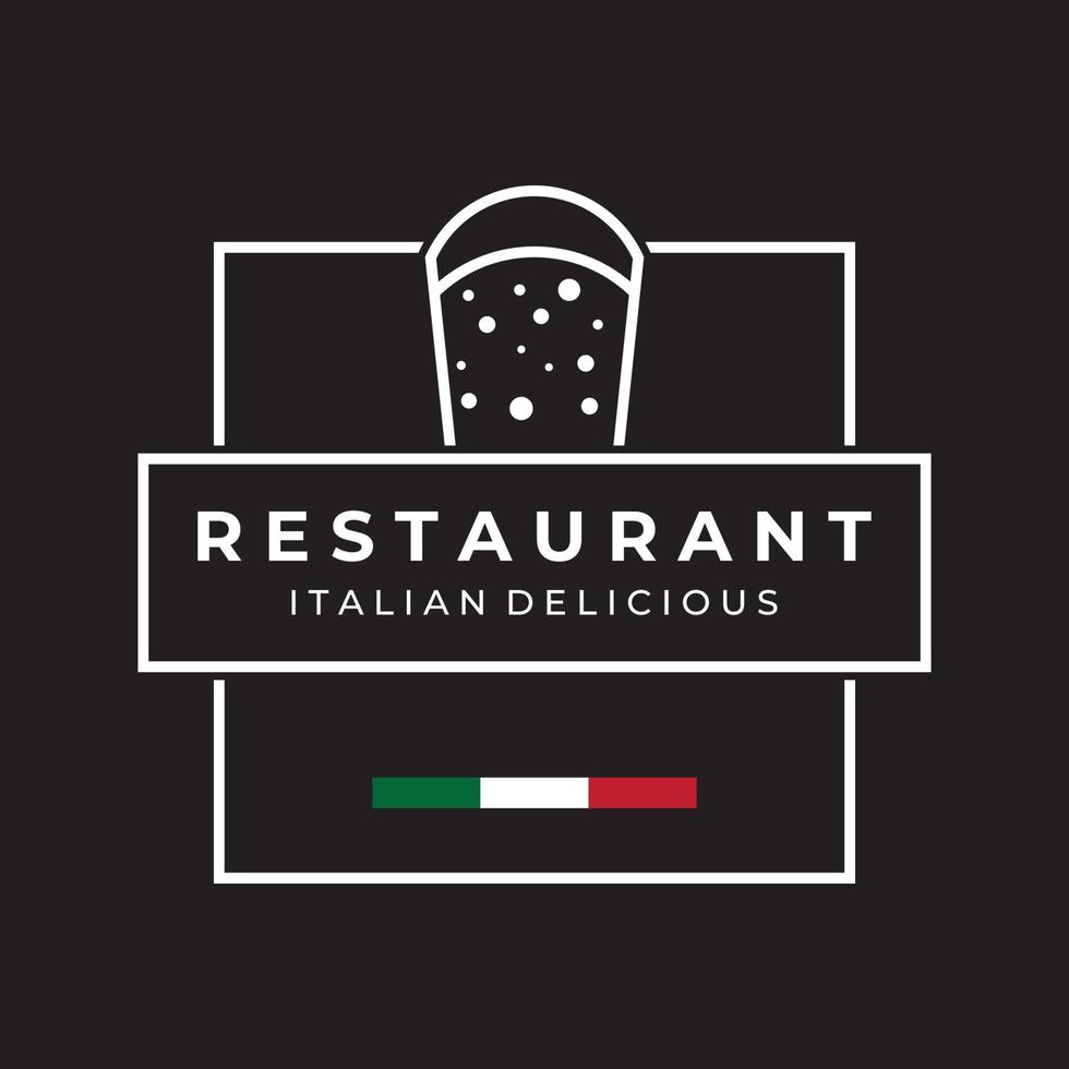 Delicioso y delicioso diseño creativo del logotipo de comida italiana. Con letrero de utensilio de comida vintage. Logotipos para restaurantes, cafés, clubes e insignias. vector