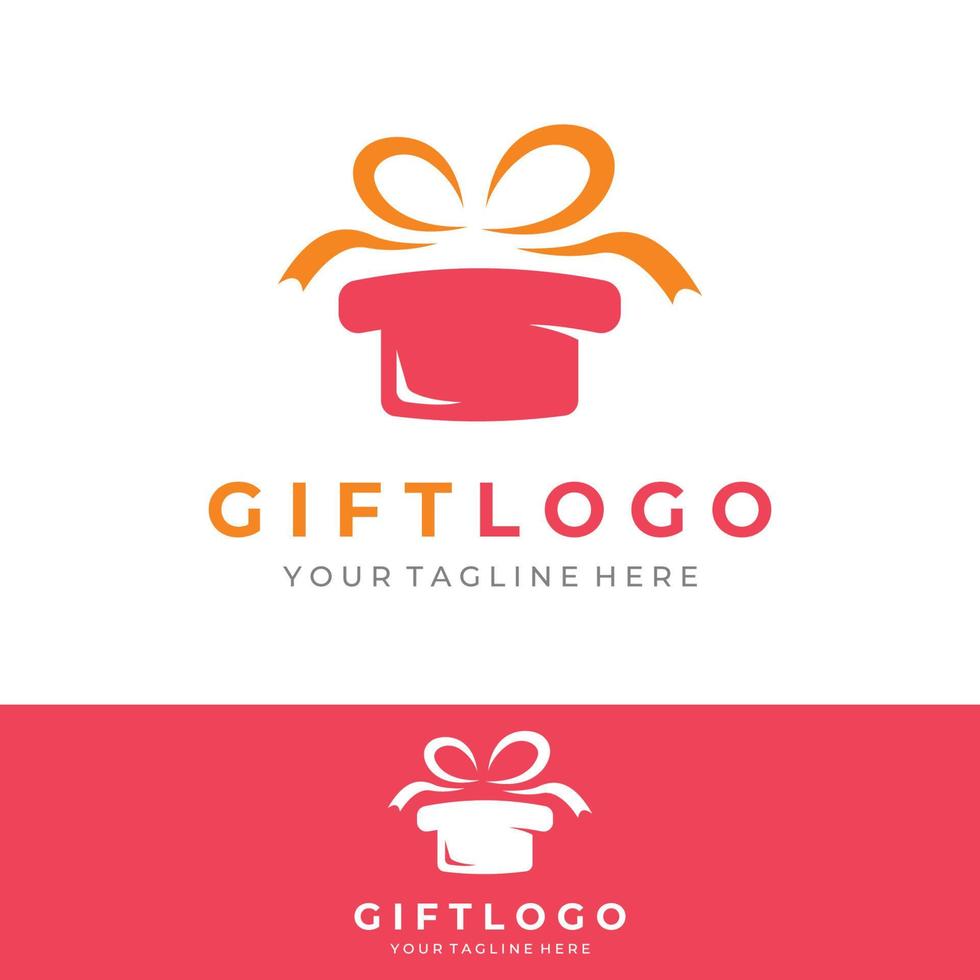 Logo design gift box or gift box template with ribbon sign, letter G and gifts.Logo for surprise,valentin,birthday,gift shop,party and business. vector