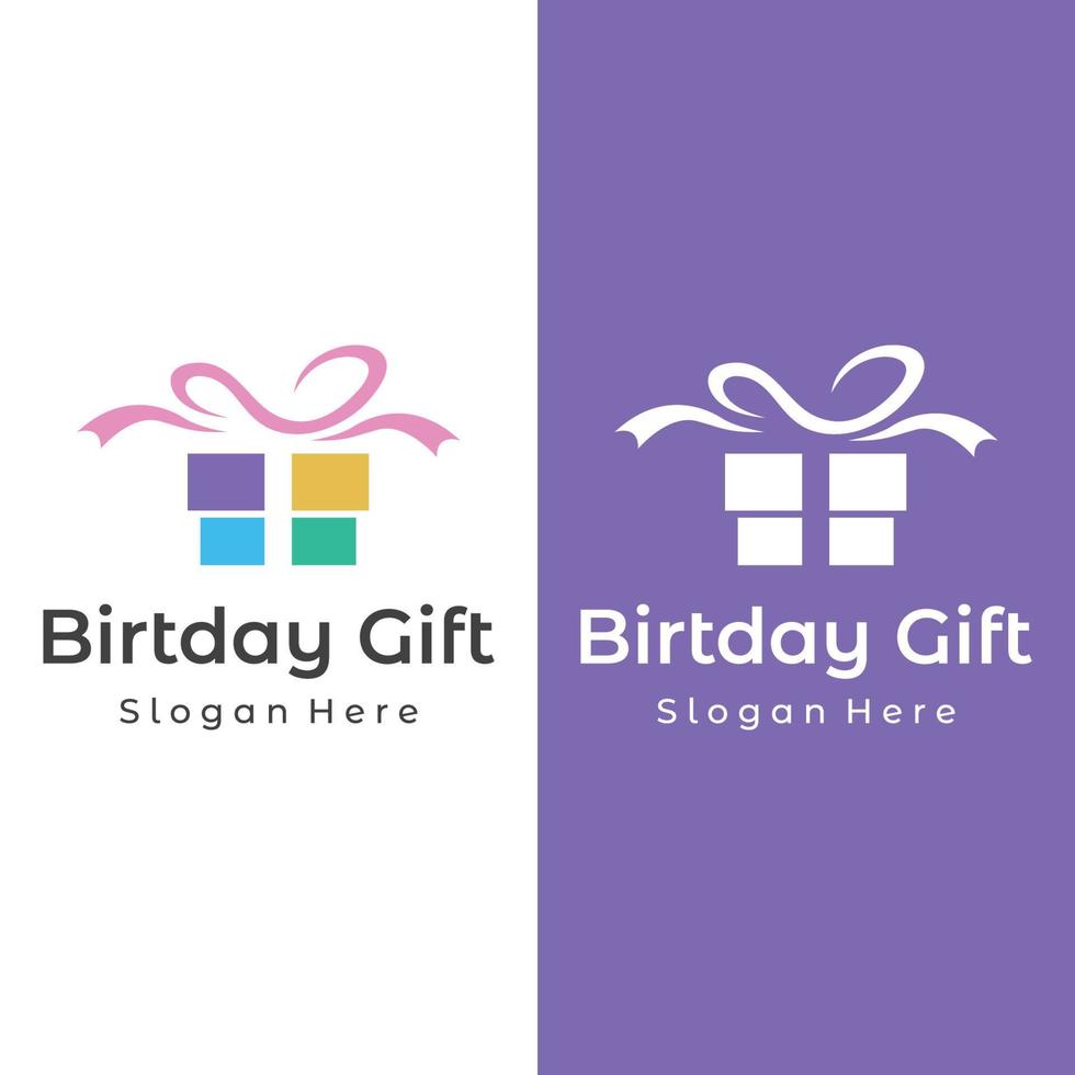 Logo design gift box or gift box template with ribbon sign, letter G and gifts.Logo for surprise,valentin,birthday,gift shop,party and business. vector