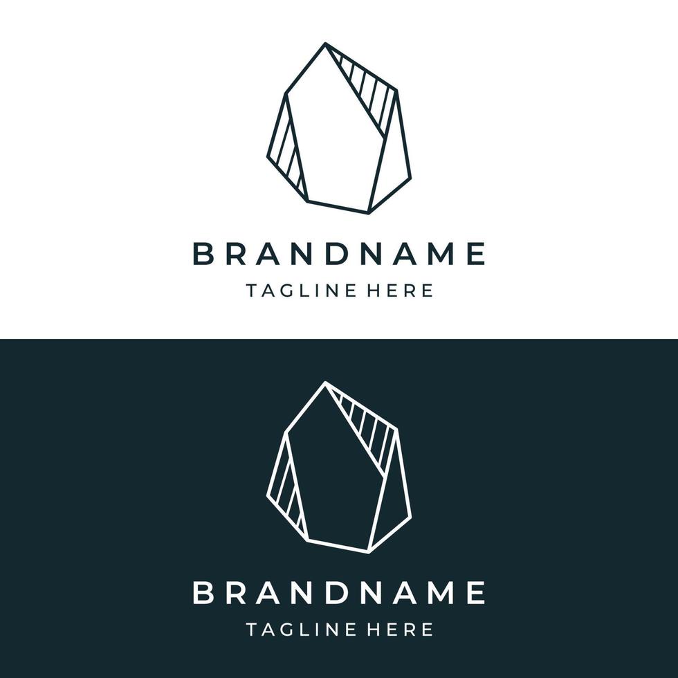 Natural stone silhouette abstract logo creative template design with outline. Logo for business, company, symbol. vector