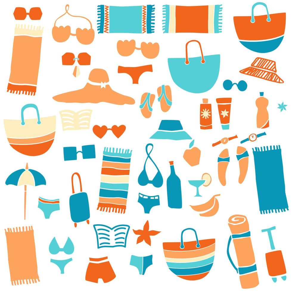 Beach icons set vector