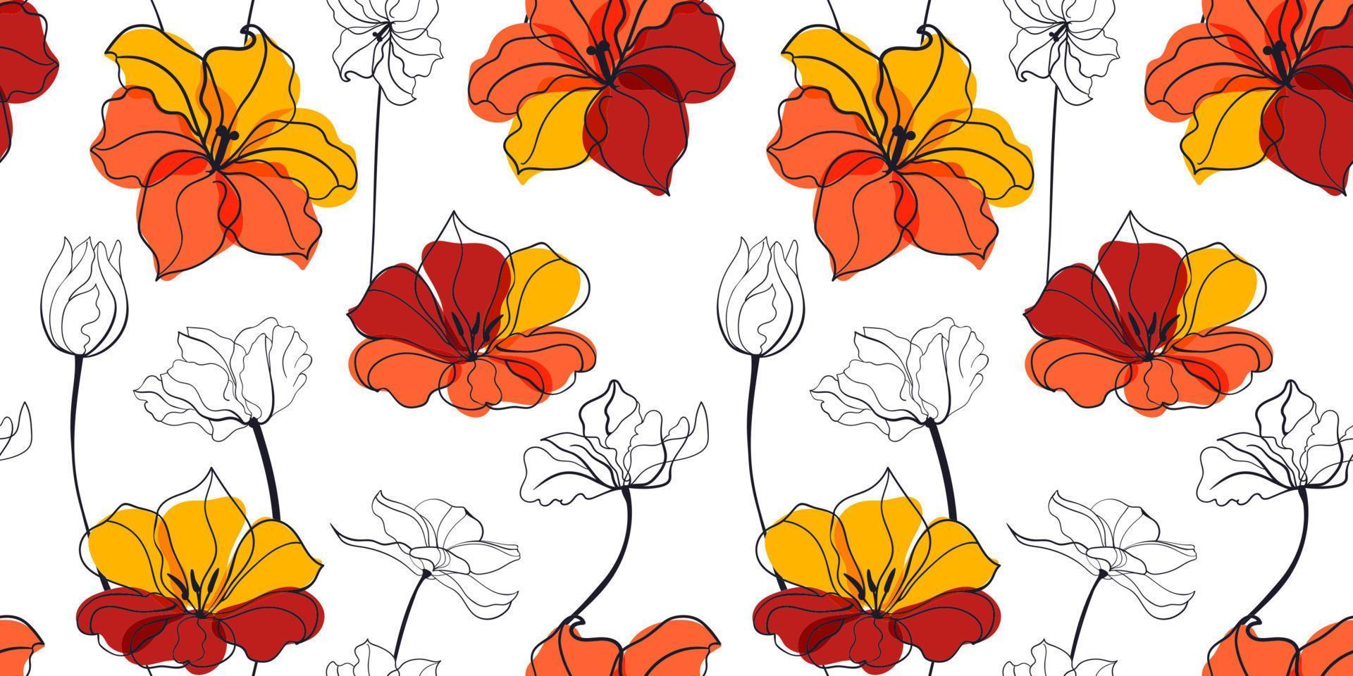 Tulip flowers seamless pattern vector