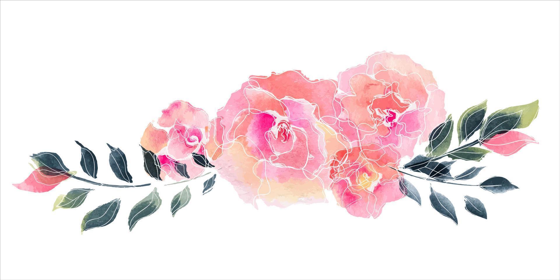 Pink rose garland vector