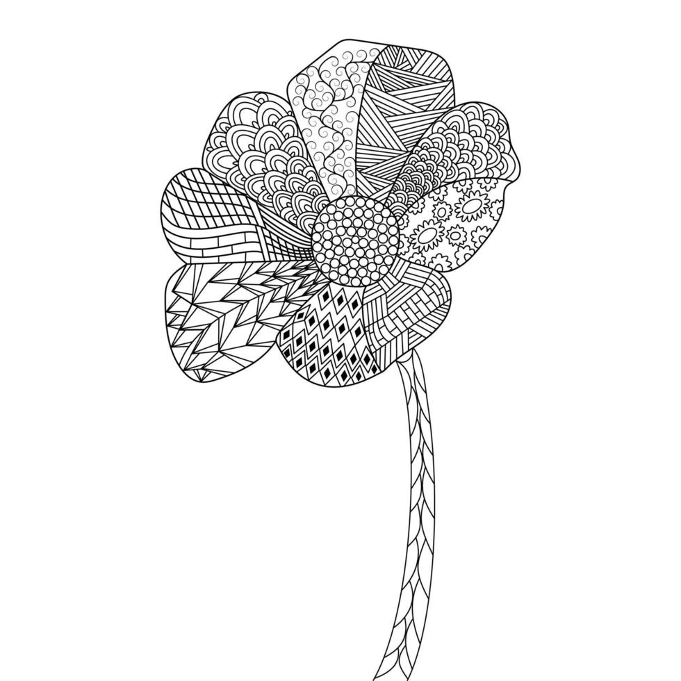 sunflower of zentangle coloring page with decorative flower background design illustration vector