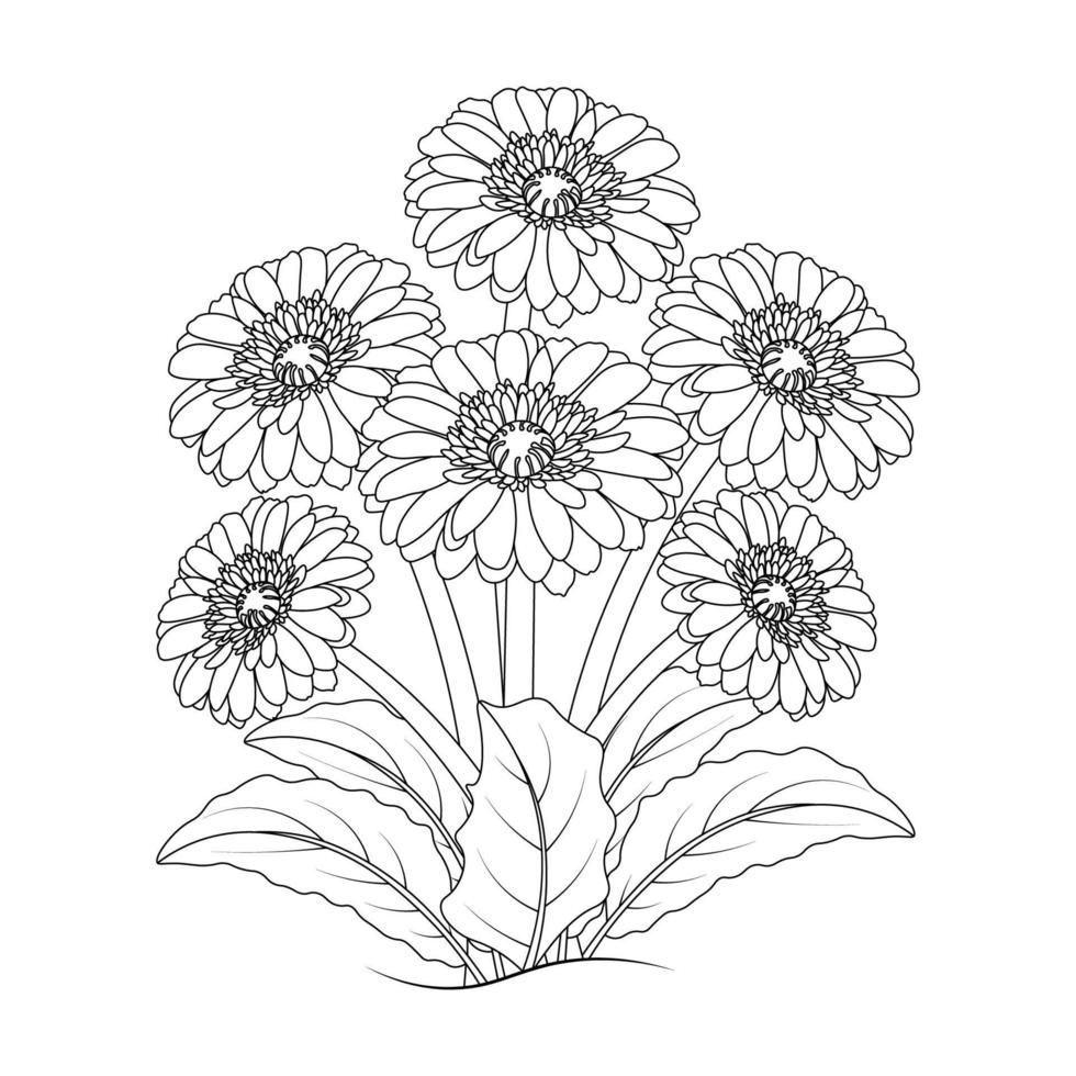 flor de margarita dibujo niños página para colorear con diseño de arte de línea de lápiz en gráfico vectorial detallado vector