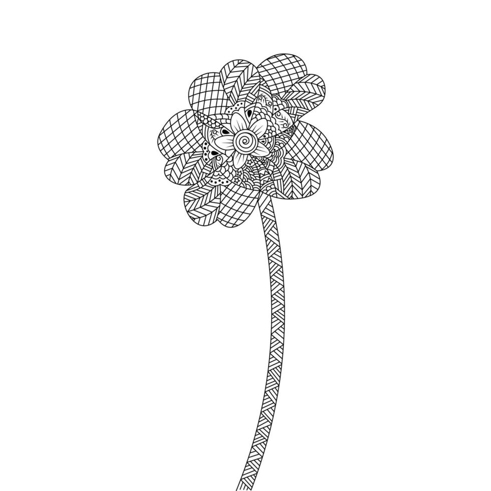 coloring page of decorative flower line art sketch of outline design on isolated white background vector