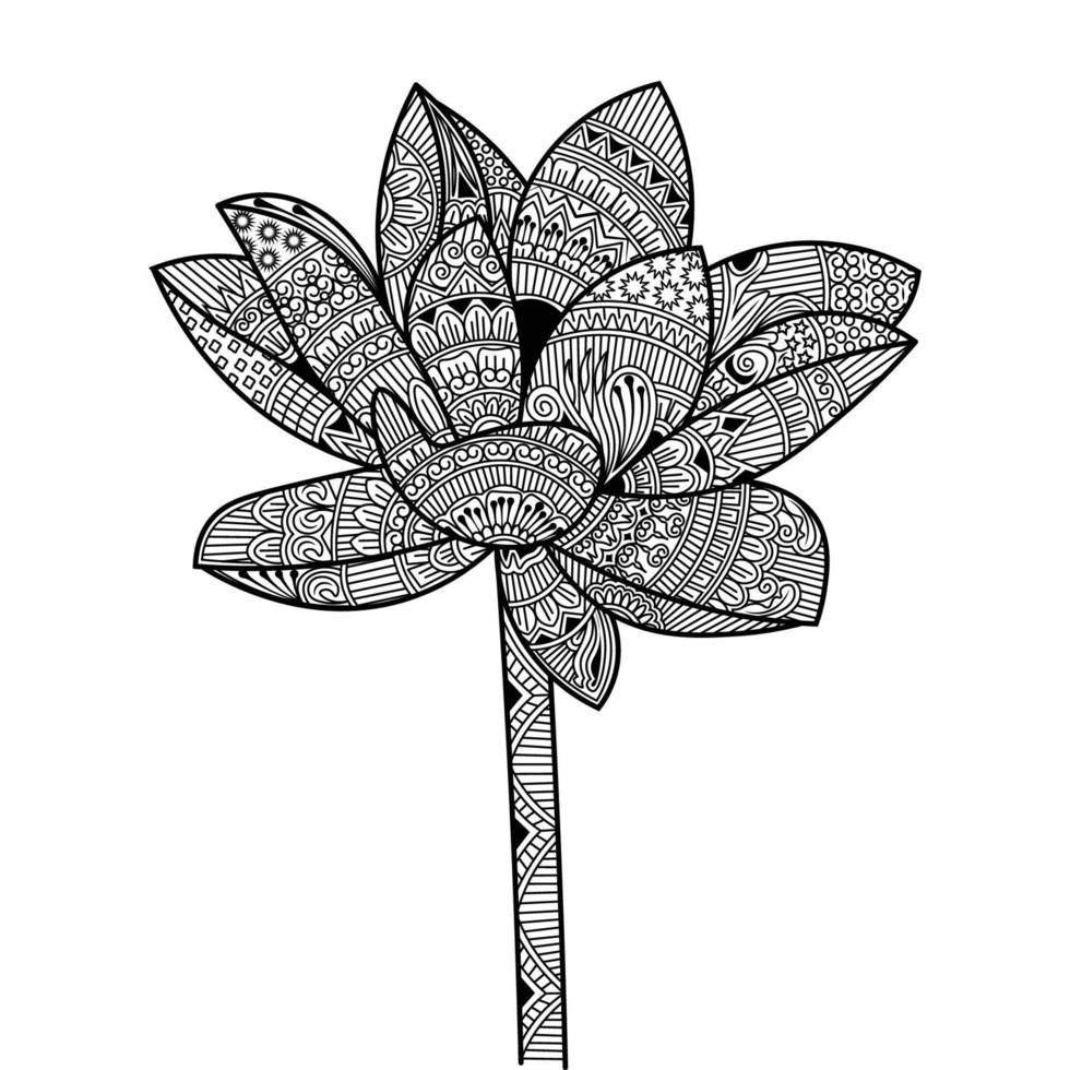 coloring page of decorative flower line art sketch of outline design on isolated white background vector