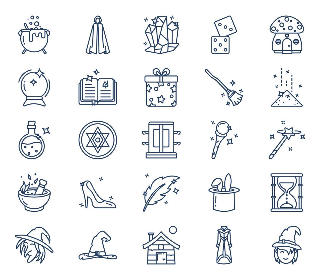 Magic and fairy tale icon set vector