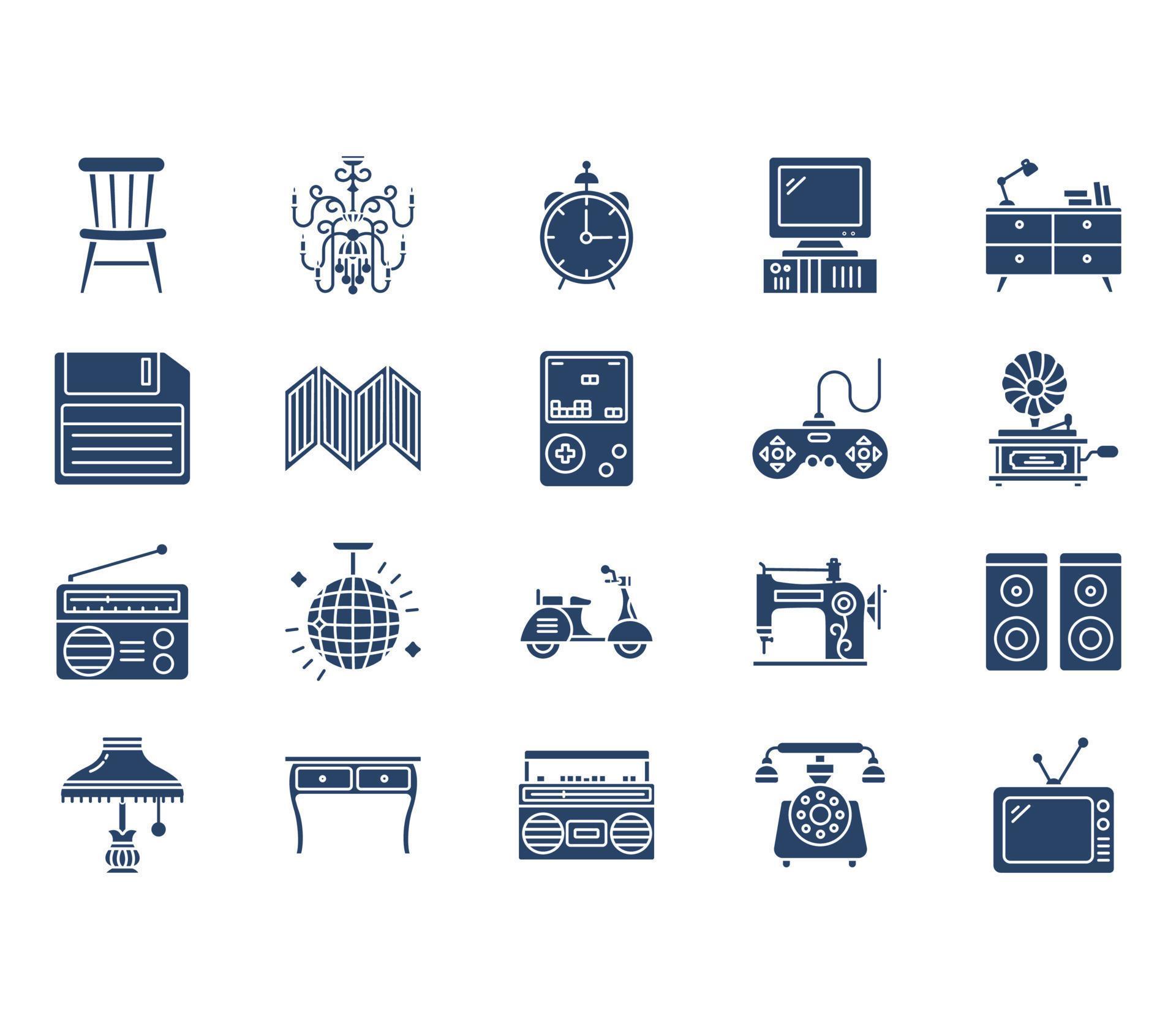 70s and 80s retro style icon set 12702651 Vector Art at Vecteezy(02)