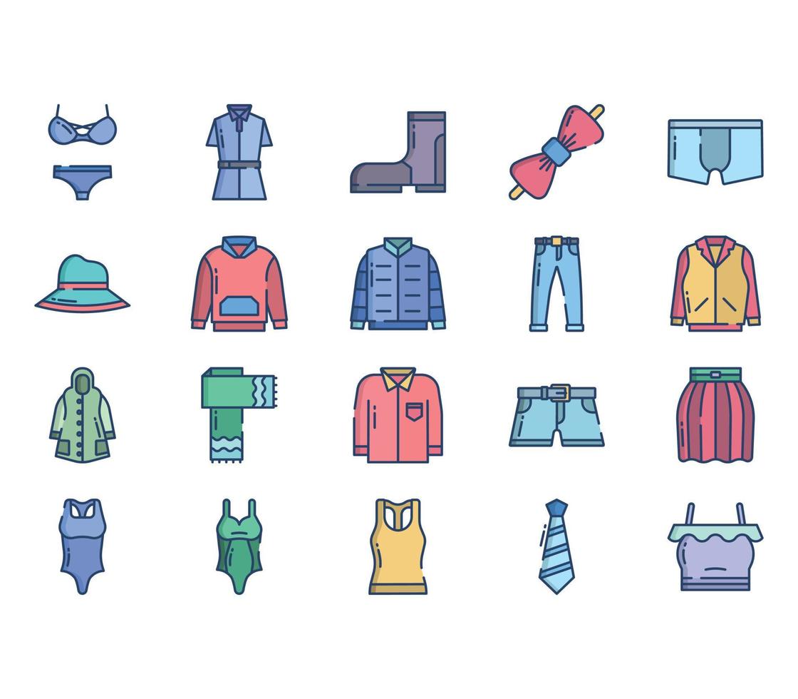 conjunto de iconos de ropa y moda vector