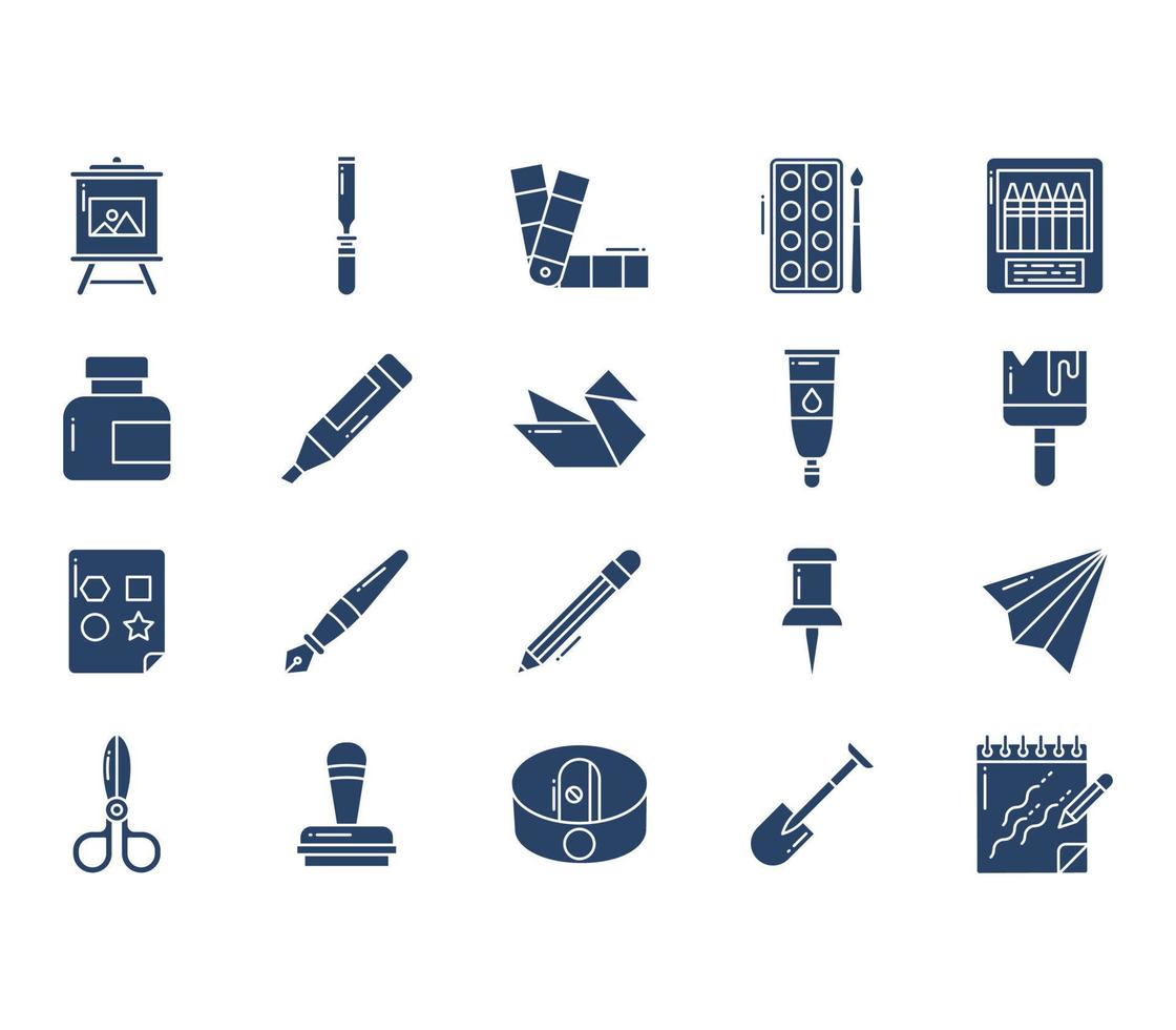 Craft and stationery tools icon set vector