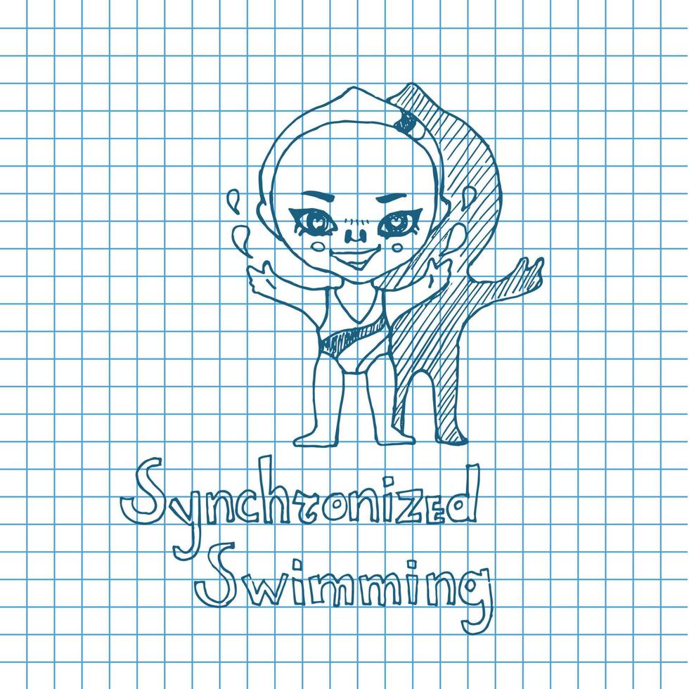 Sketch Girl Synchronized Swimmer vector