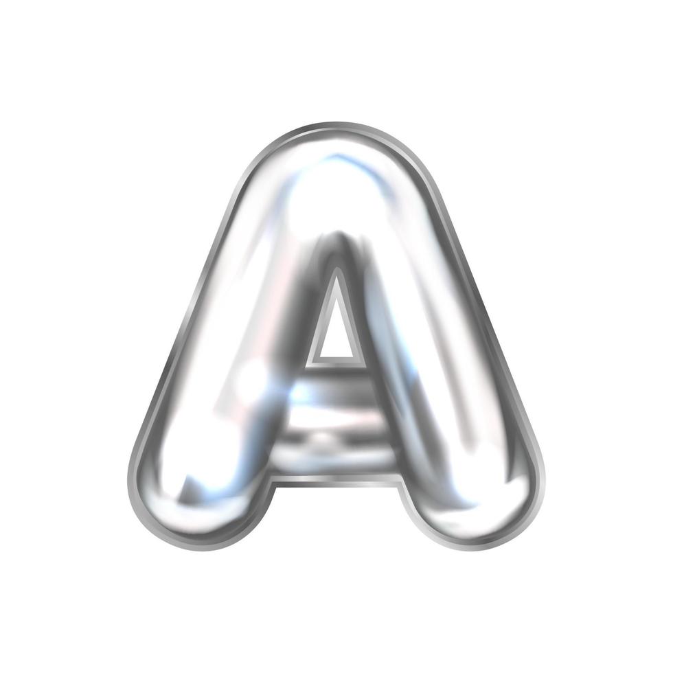 Símbolo de alfabeto inflado de papel perl plateado, letra aislada a vector