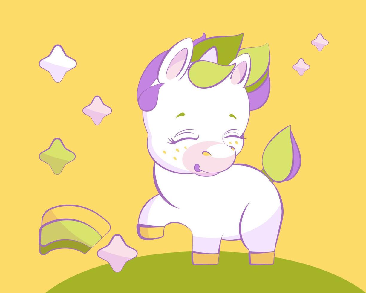 Cute little unicorn pounding a hoof vector