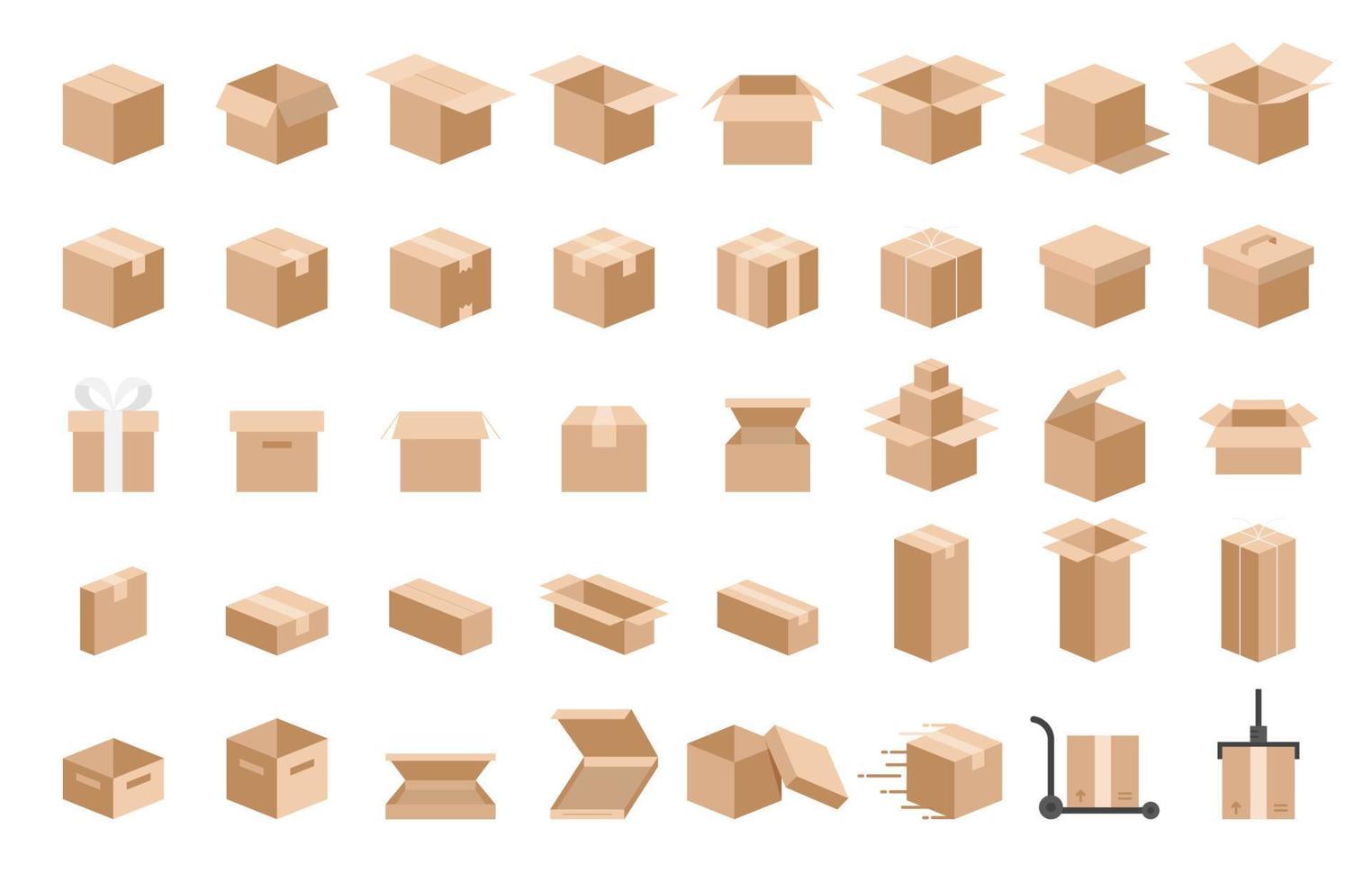 Carton box and Packaging icon set, Vector. vector