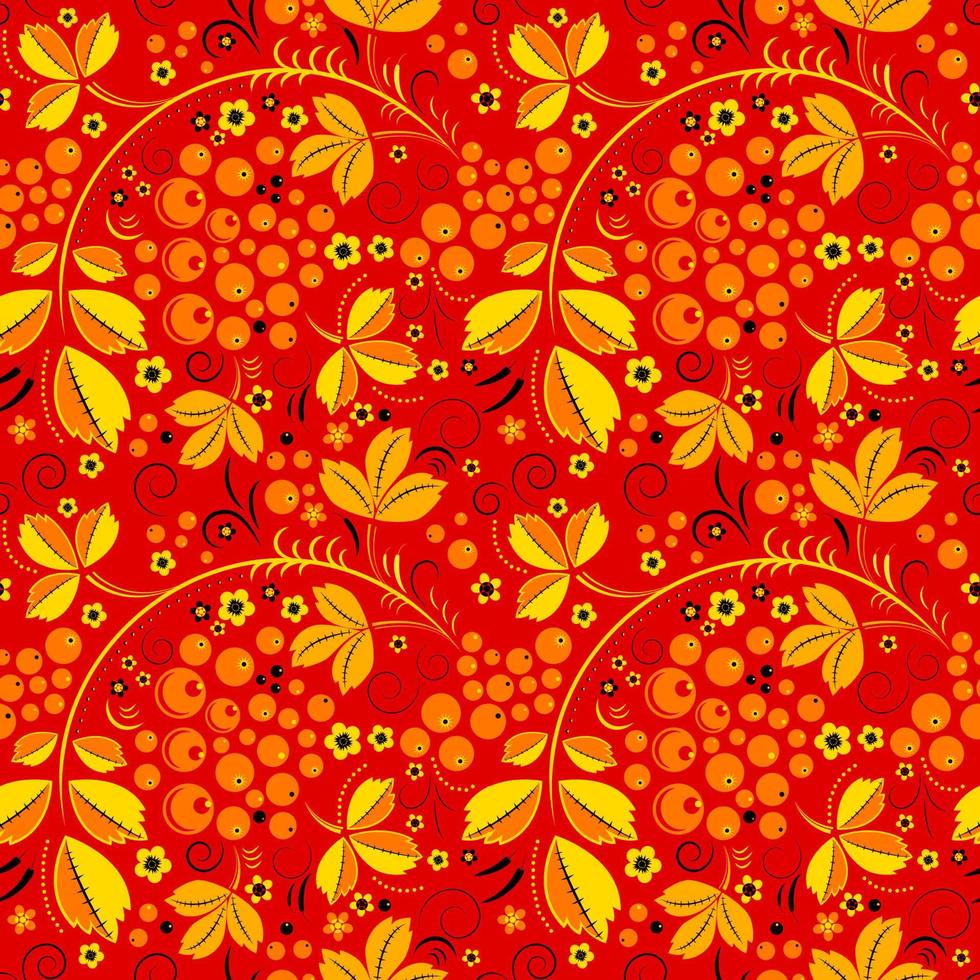 Red currant folk floral pattern vector