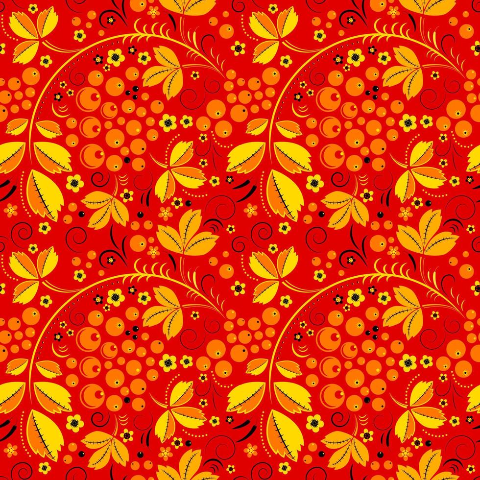 Red currant folk floral pattern vector