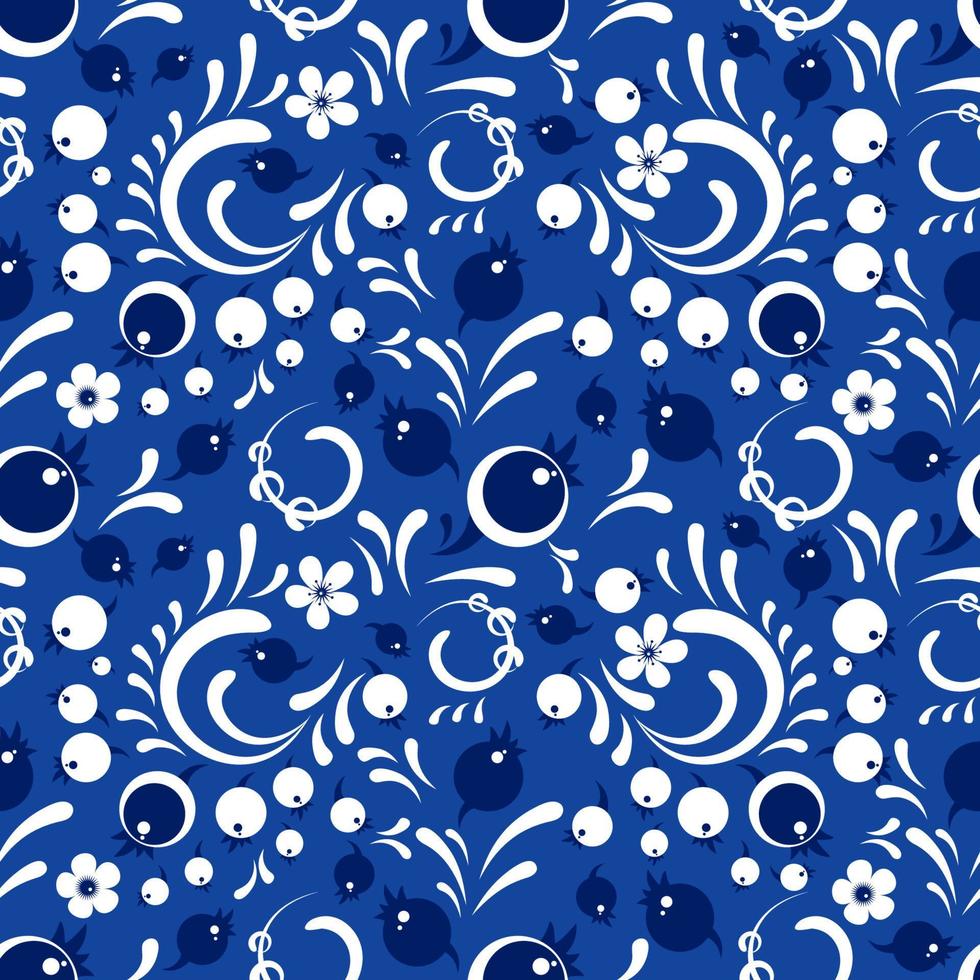 Winter cranberries pattern in Khokhloma style vector