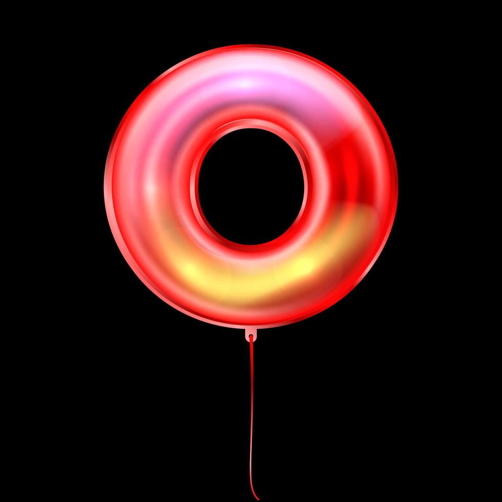 Red metallic balloon, inflated alphabet symbol O vector