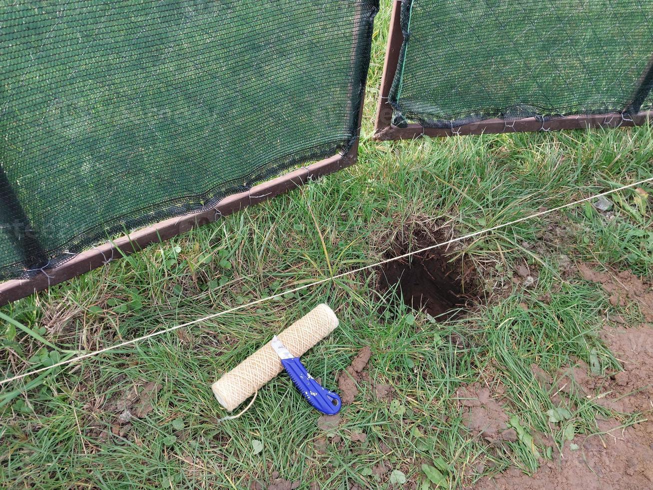 Construction of a strip foundation for a fence photo