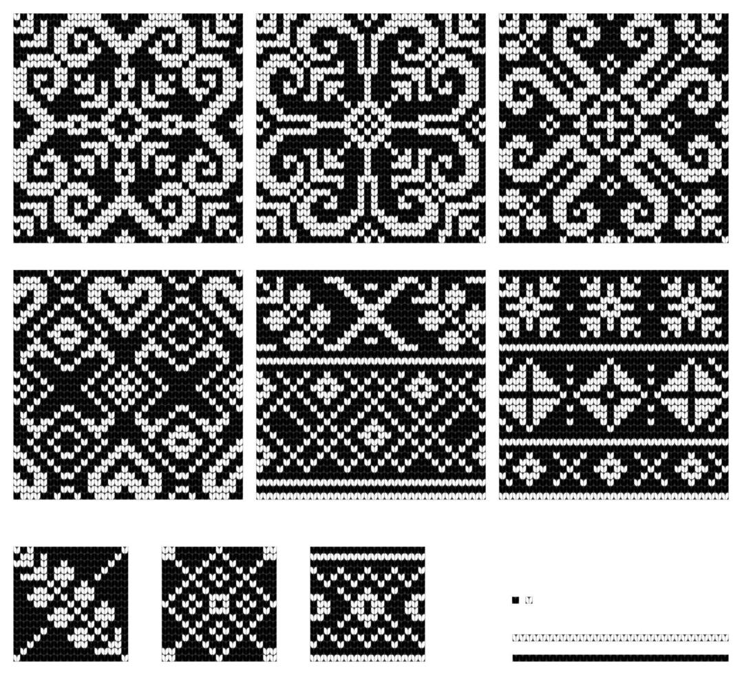 Set of Norwegian Star knitting patterns vector