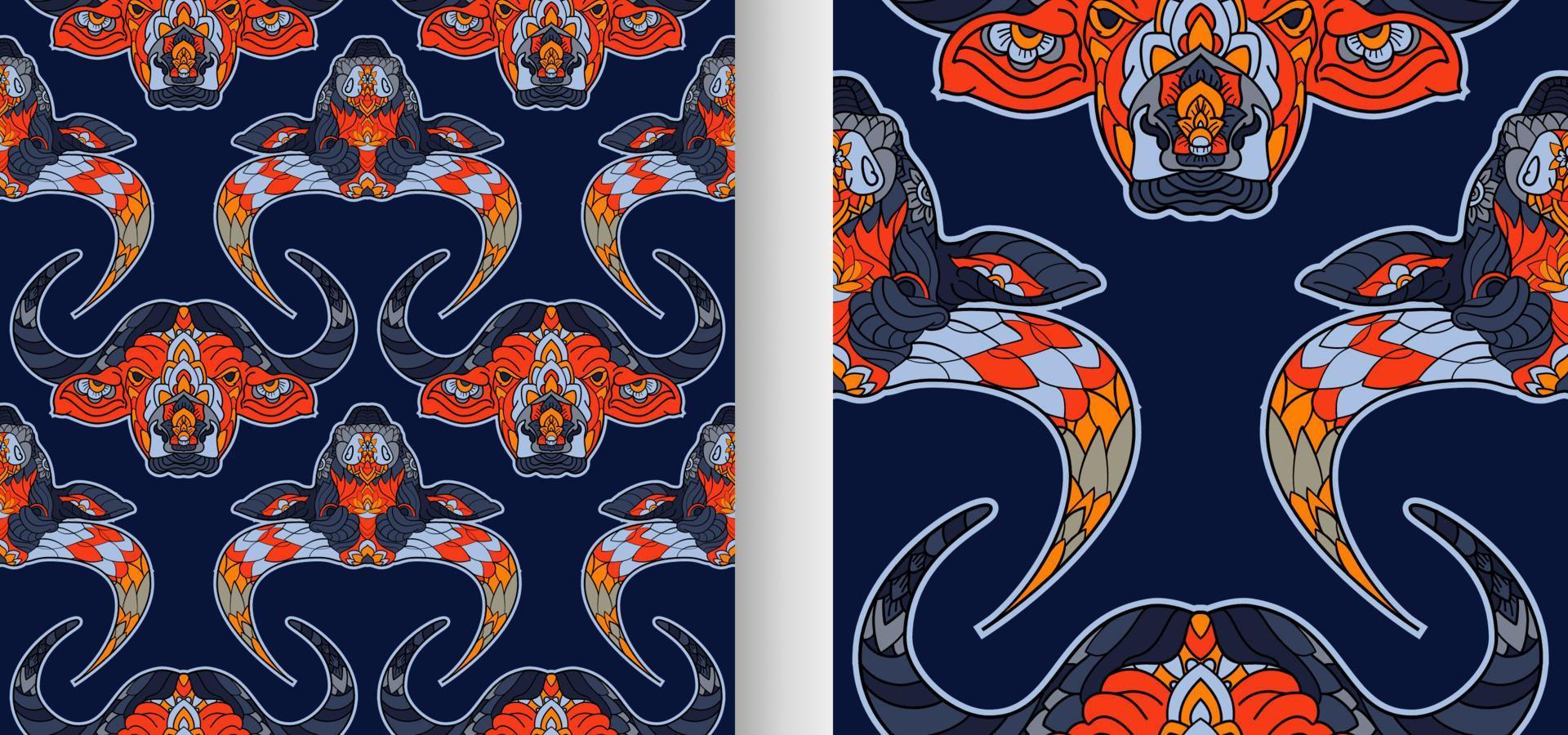 Lunar Year 2021 seamless pattern with bull head vector