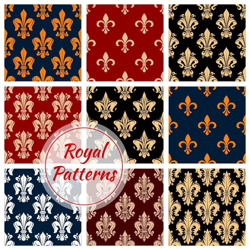 Royal flower patterns set, vector floral ornament