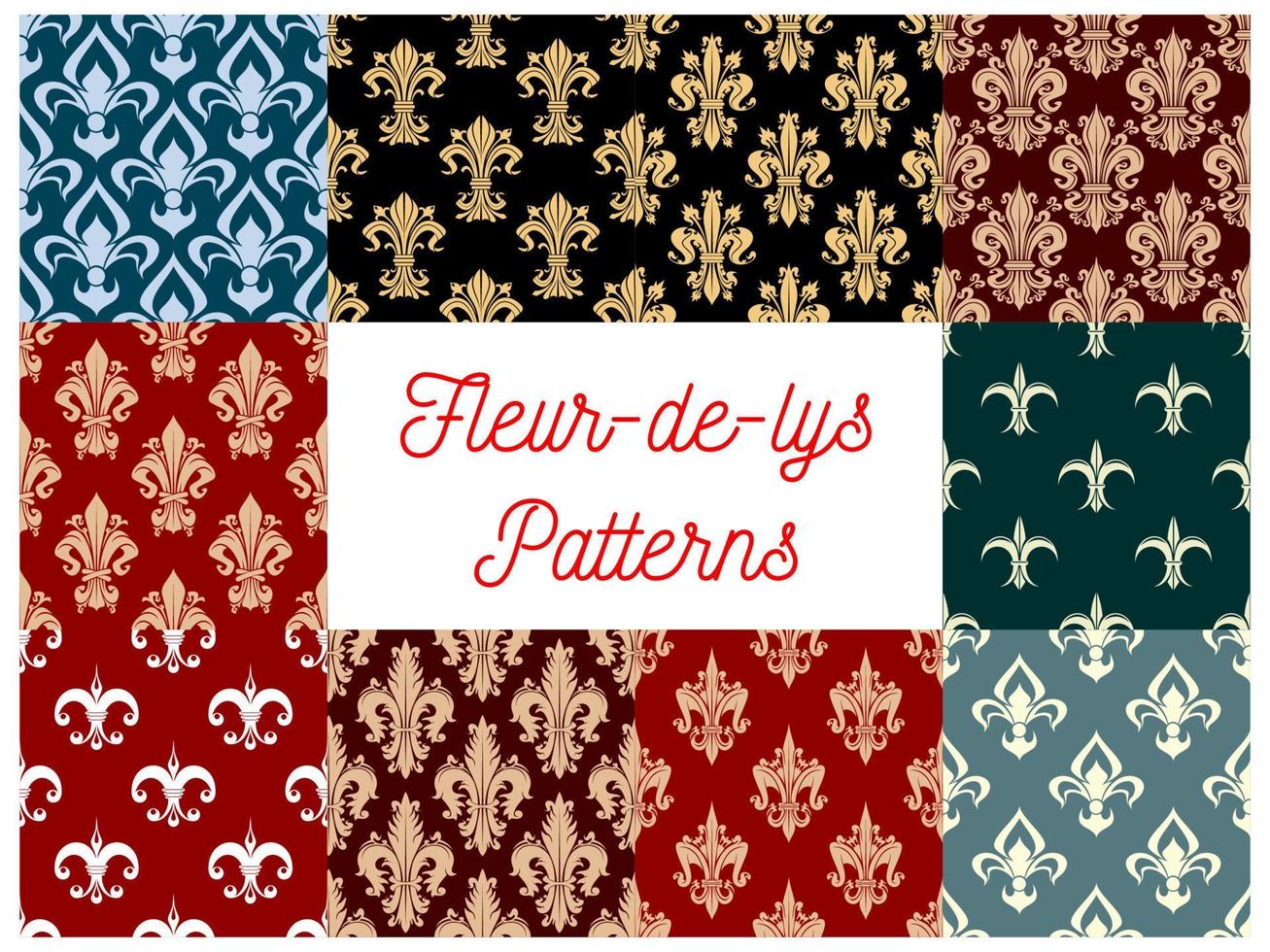 Fleur-de-lis vector patterns set of french lily