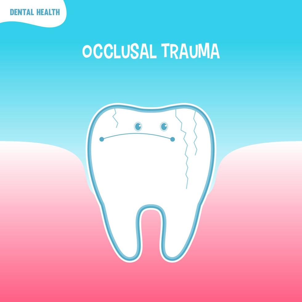Cartoon bad tooth icon with occlusal trauma vector