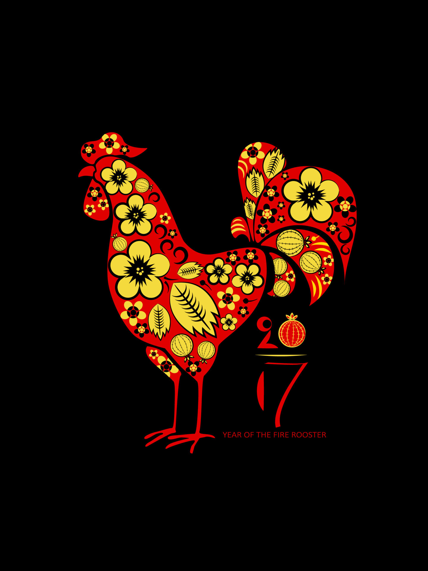 Floral New Yaer Rooster 12703255 Vector Art at Vecteezy