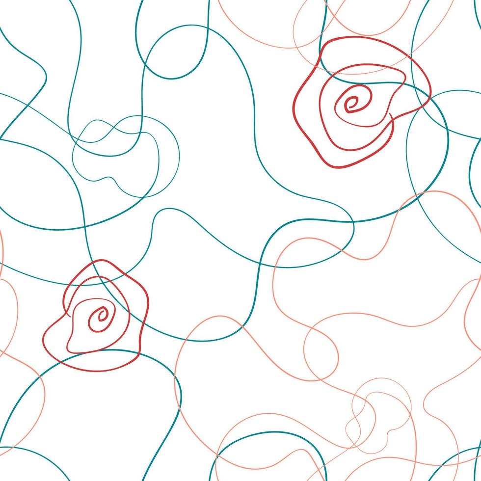 Abstract poppy seamless pattern in line-art trend vector