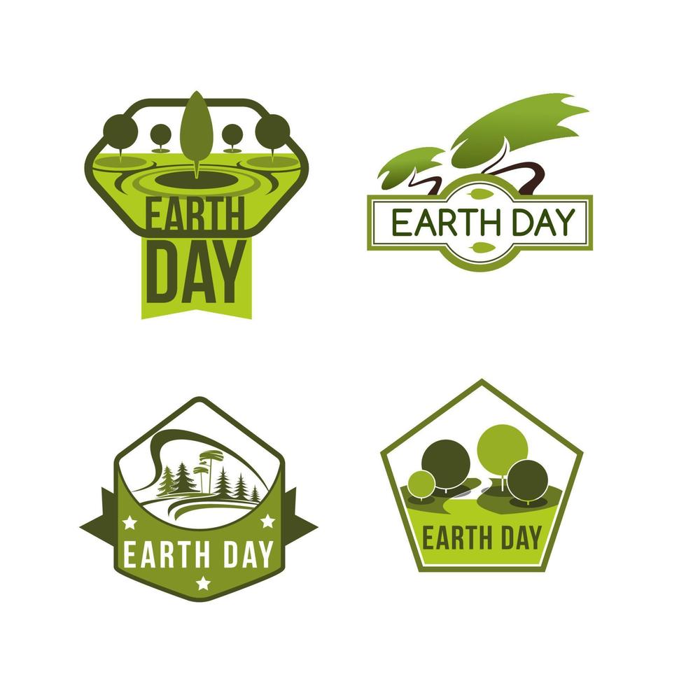 Vector icons for Earth Day and save planet nature