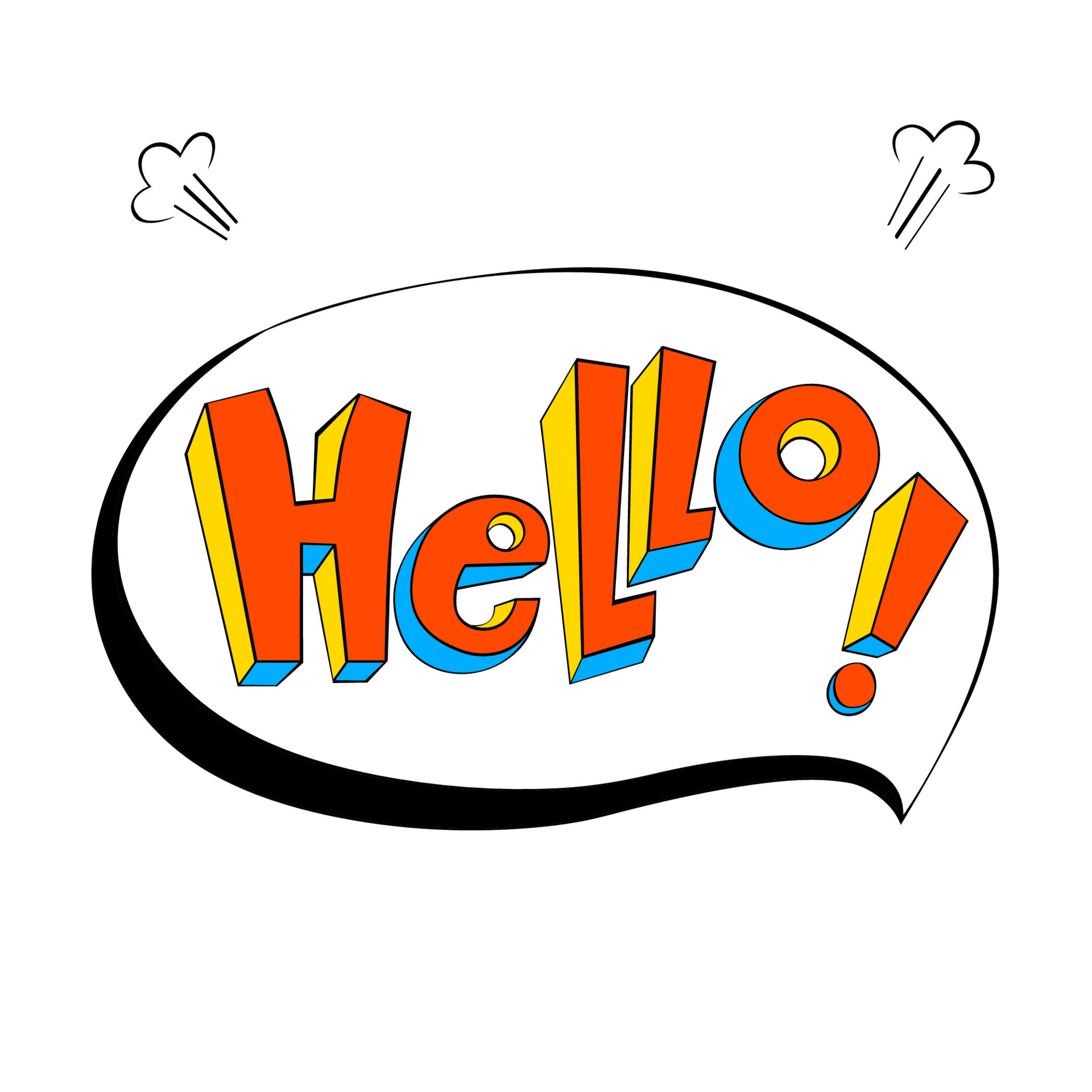 Sketch drawn comic speech Hello, bubble cartoon 12703307 Vector Art at