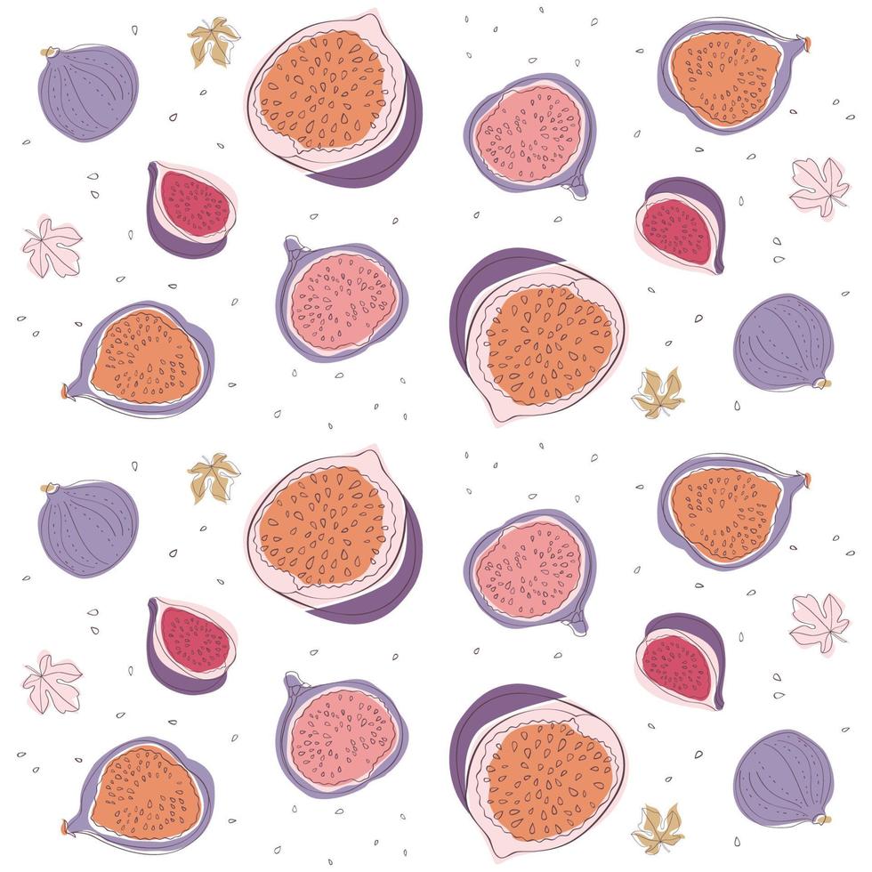 Cartoon Fig Seamless Pattern in light color scheme vector