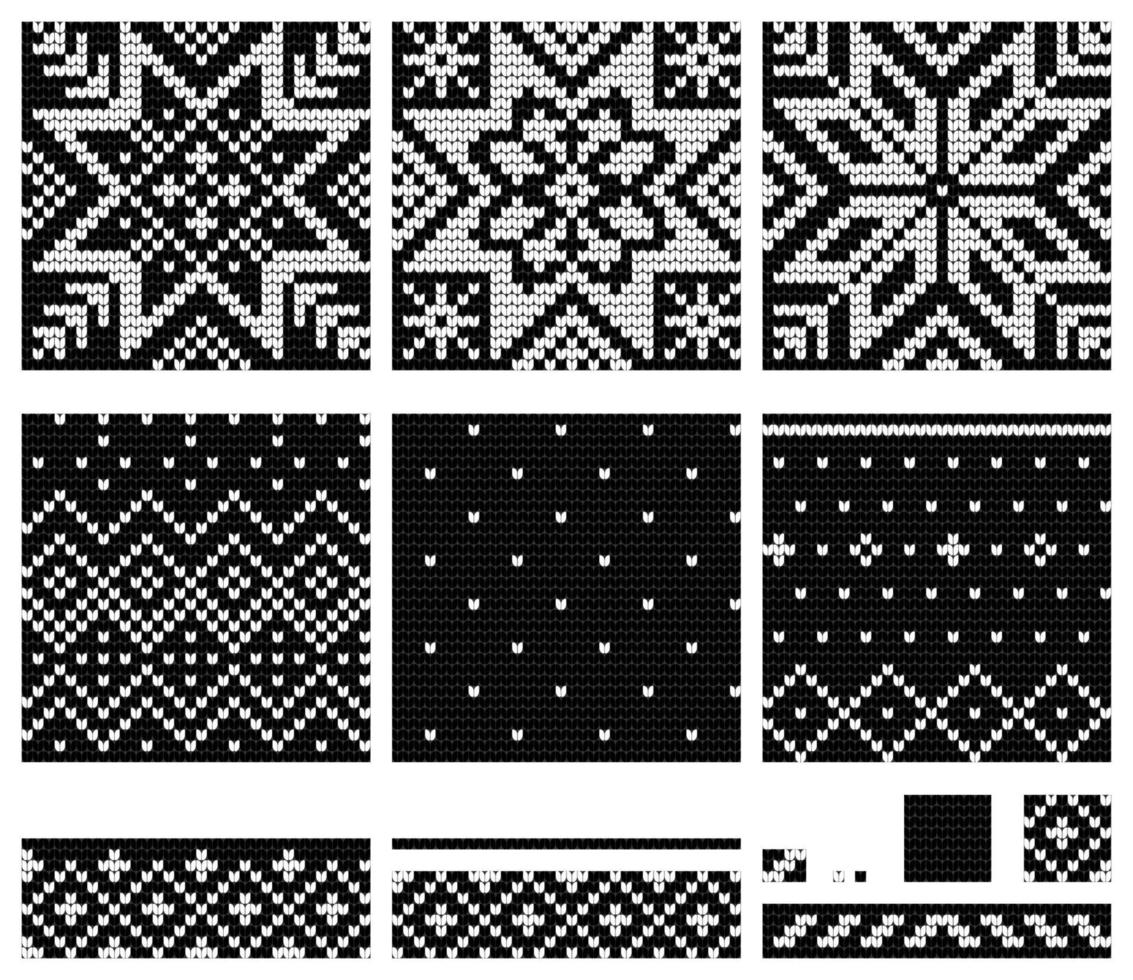 conjunto de patrones de tejido de estrellas noruegas vector