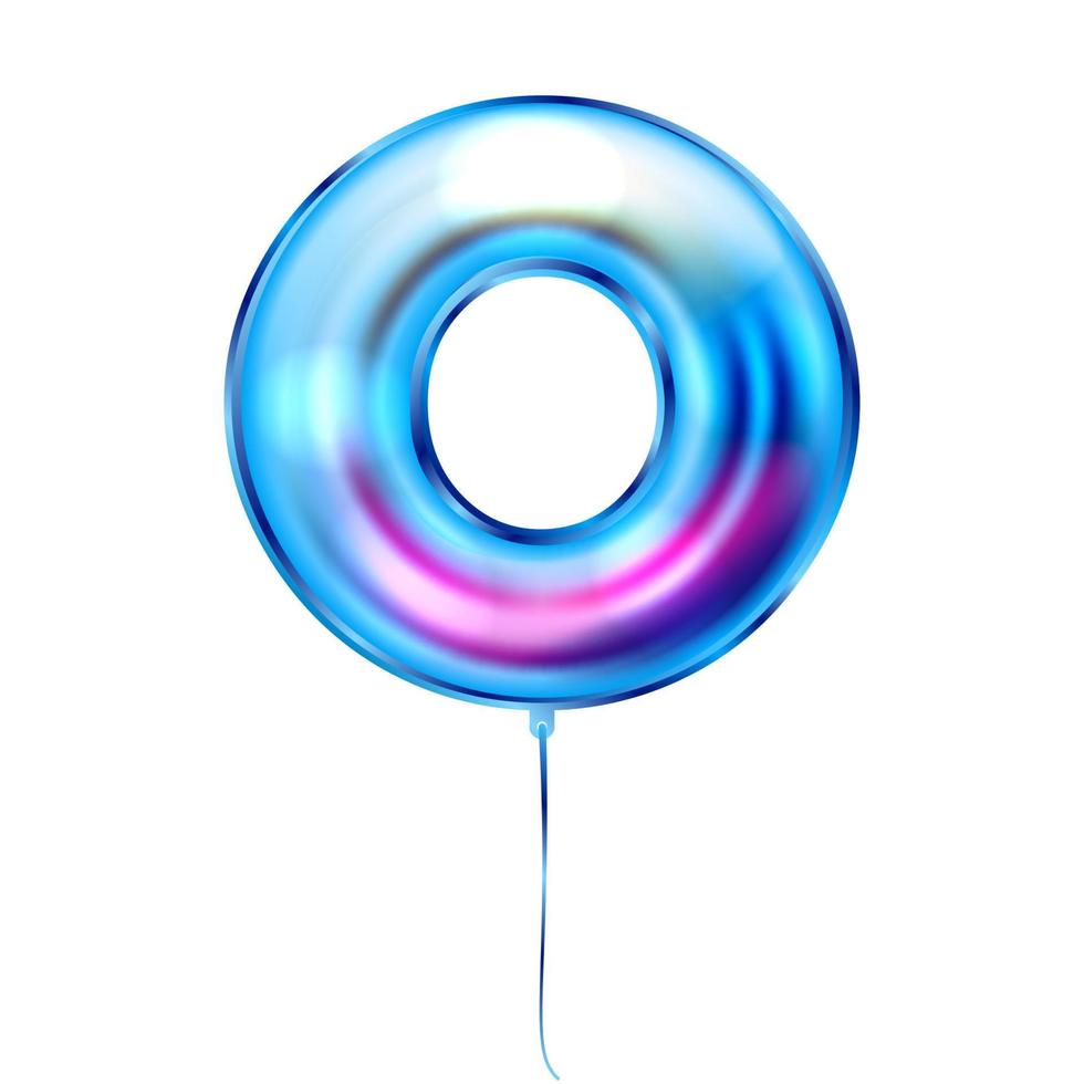 Blue metallic balloon, inflated alphabet symbol O vector