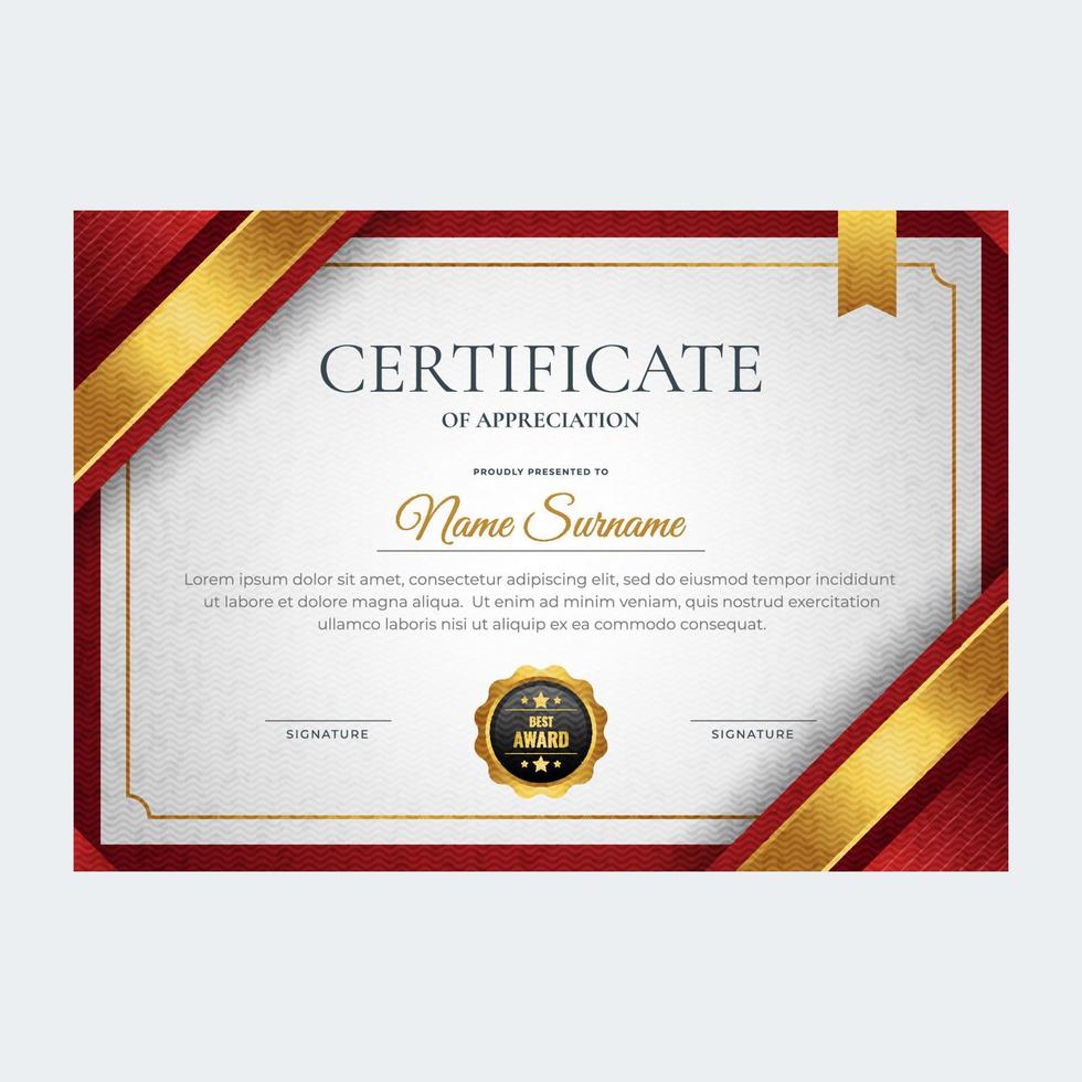 Professional Red Certificate Template vector