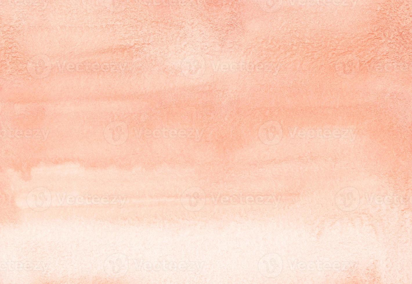 Watercolor light coral gradient background texture. Brush strokes on paper. Peach color backdrop. Hand painted photo