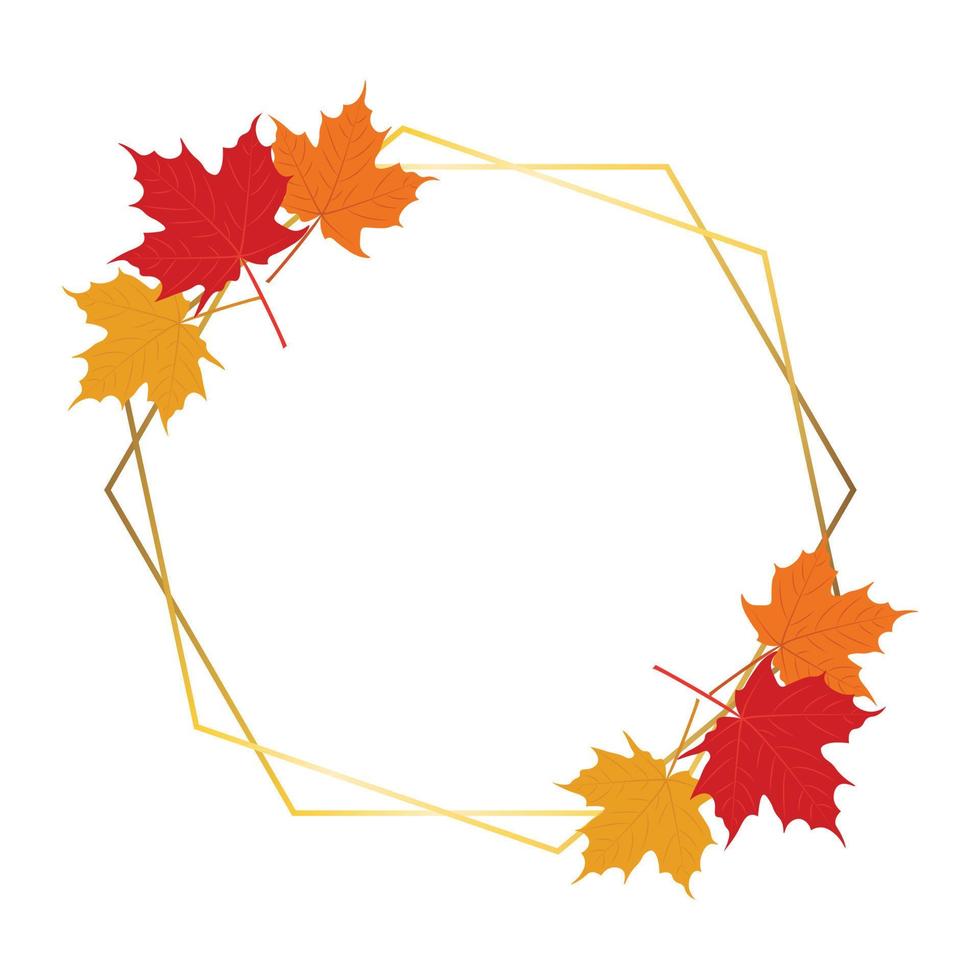 Autumn circle frames with colorful maple leaves vector