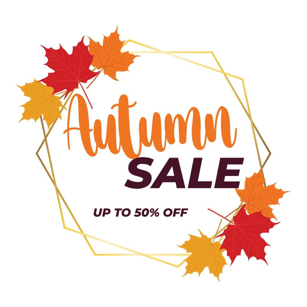 Autumn Sale banner template with bright autumn leaves vector