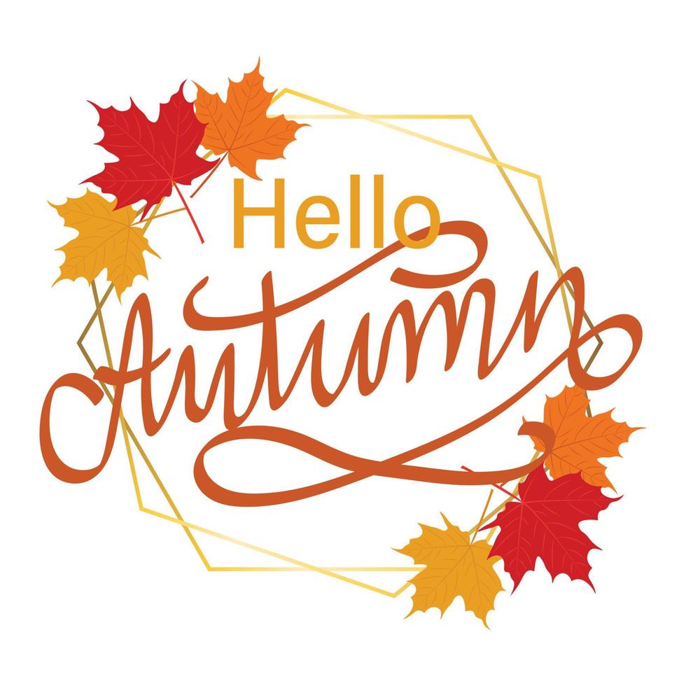 Hello Autumn greeting card vector