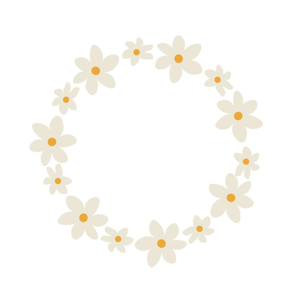 Floral wreath with cute tiny daisies vector