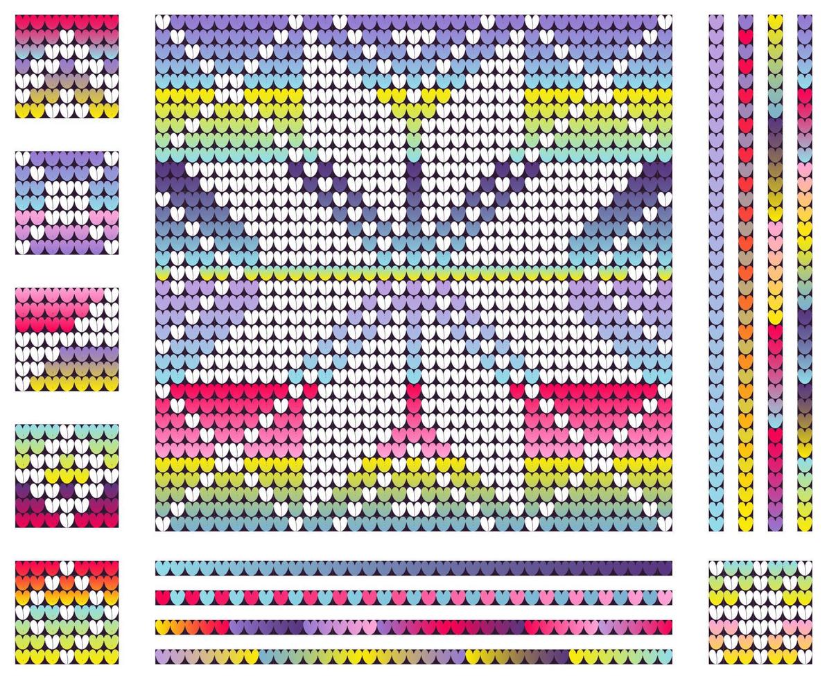 Neon colors Christmas Star knitting geometric pattern vector