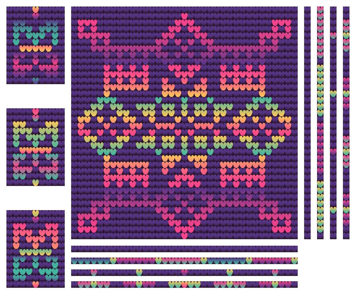 Christmas knitting violet pattern with snowflake vector