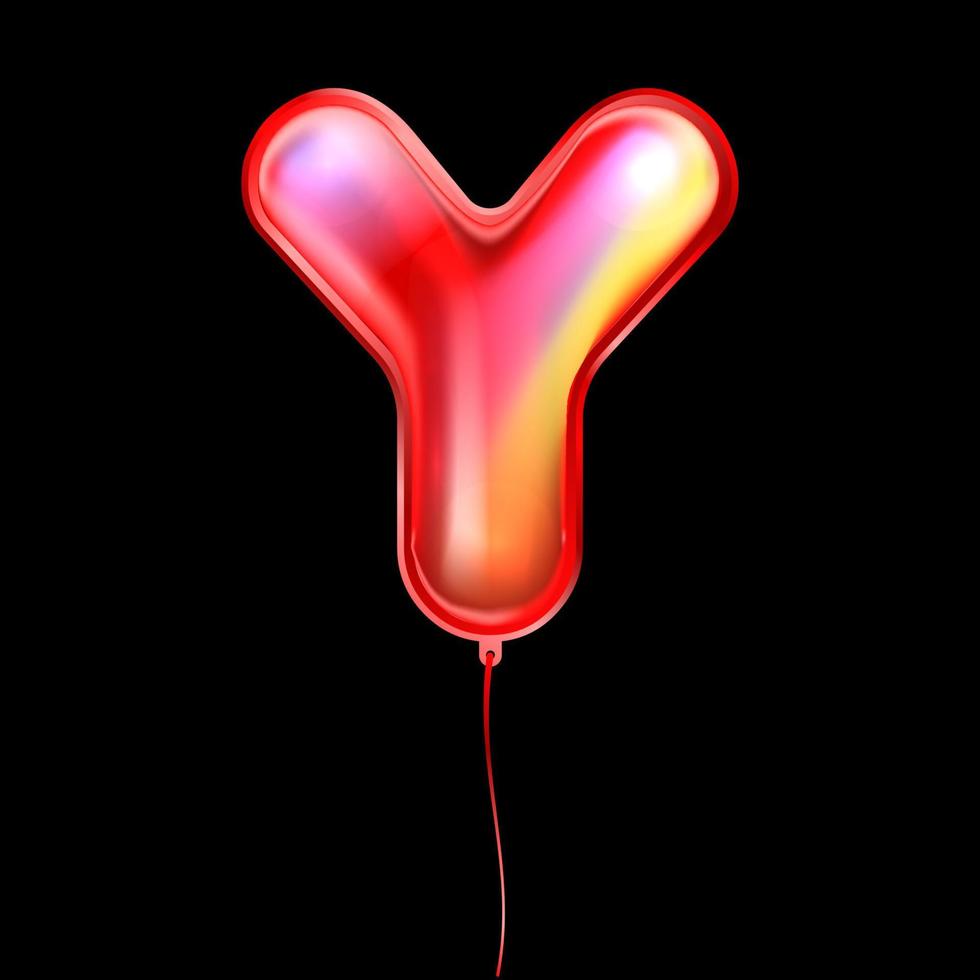 Red metallic balloon, inflated alphabet symbol Y vector
