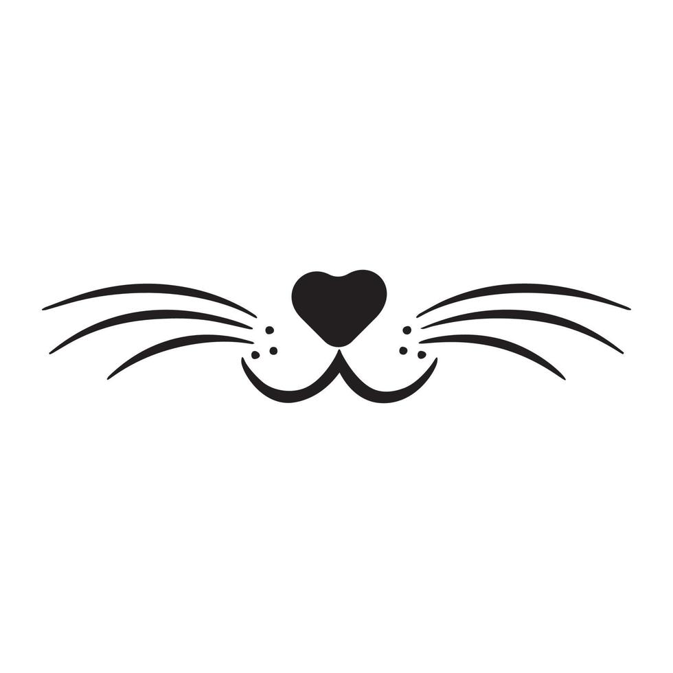 Doodle cat mustache icon isolated on white vector