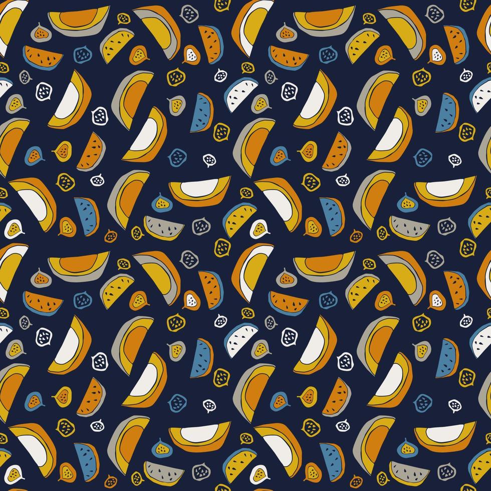 Fruit pattern melon and fig vector